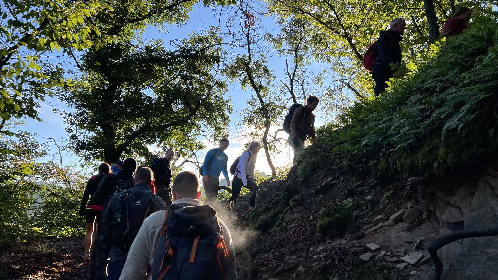 MARSCH MIT AUSSICHT Gruppe bergauf in der Eifel